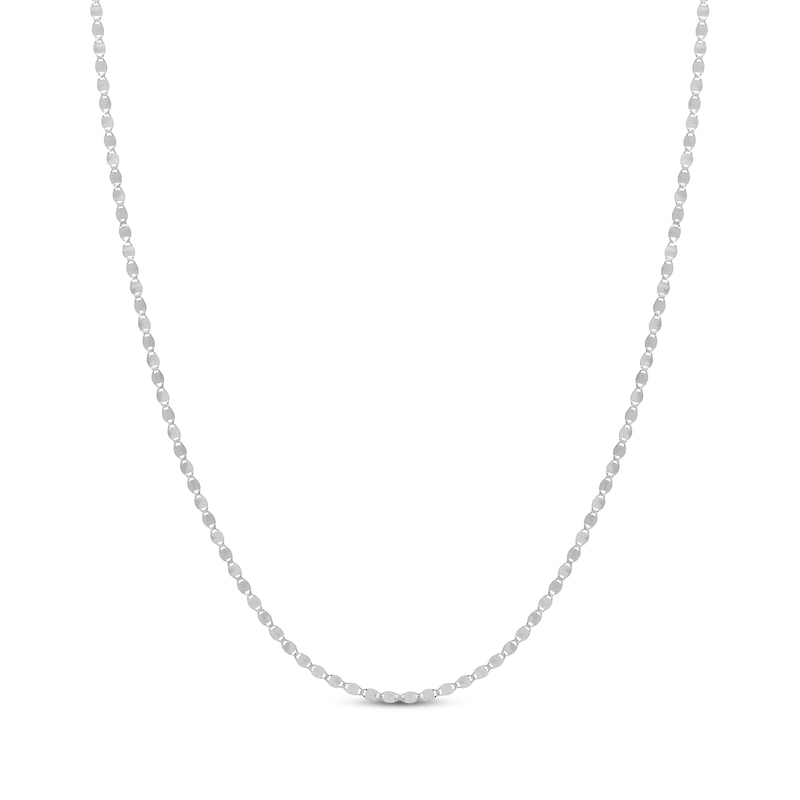 Main Image 1 of Hollow Diamond-Cut Valentino Chain Necklace 2.7mm 14K White Gold 18&quot;