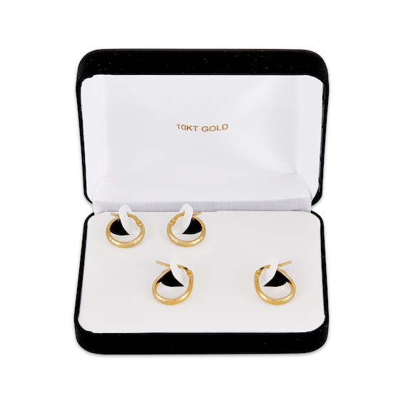 Hoop Earrings Gift Set Yellow Gold 10K Yellow Gold