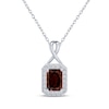 Thumbnail Image 1 of Octagon-Cut Garnet & White Lab-Created Sapphire Necklace Sterling Silver 18&quot;