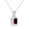 Thumbnail Image 2 of Octagon-Cut Garnet & White Lab-Created Sapphire Necklace Sterling Silver 18&quot;