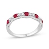 Thumbnail Image 0 of Lab-Created Ruby & White Lab-Created Sapphire Scalloped Ring Sterling Silver