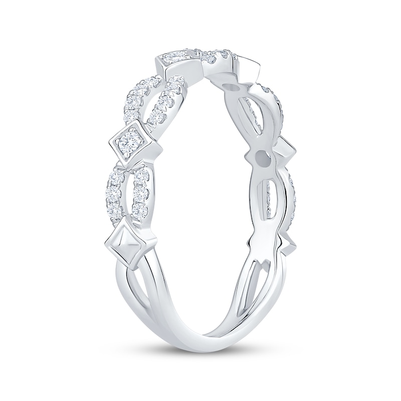 Main Image 2 of Diamond Scalloped Split Fashion Ring 1/4 ct tw 10K White Gold