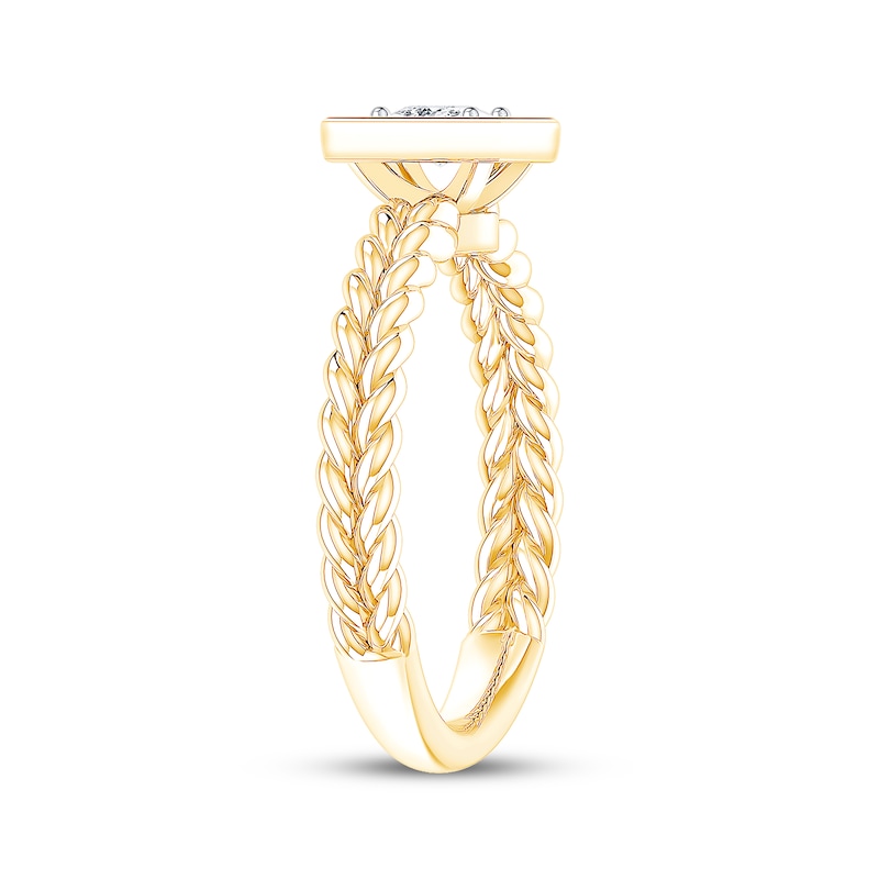 Main Image 2 of Princess-Cut Diamond Bezel-Look Solitaire Braided Shank Engagement Ring 1/4 ct tw 14K Yellow Gold (I/I2)