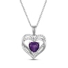 Thumbnail Image 2 of Heart-Shaped Amethyst & White Lab-Created Sapphire Necklace & Earrings Gift Set Sterling Silver