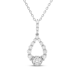 Milestones Diamond Teardrop Necklace 1/4 ct tw 10K White Gold 18&quot;