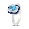 Thumbnail Image 2 of Cushion-Cut Swiss Blue Topaz, Blue & White Lab-Created Sapphire Ring Sterling Silver