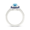 Thumbnail Image 3 of Cushion-Cut Swiss Blue Topaz, Blue & White Lab-Created Sapphire Ring Sterling Silver