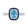 Thumbnail Image 4 of Cushion-Cut Swiss Blue Topaz, Blue & White Lab-Created Sapphire Ring Sterling Silver