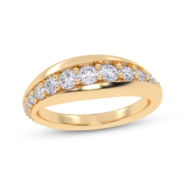 Diamond Graduated Curve Ring 1/2 ct tw 14K Yellow Gold