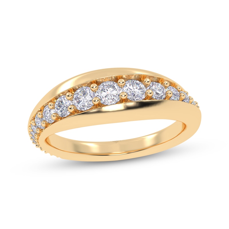 Main Image 1 of Diamond Graduated Curve Ring 1/2 ct tw 14K Yellow Gold