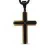 Thumbnail Image 1 of Men's Diamond Accent Cross Necklace Black & Yellow Ion-Plated Stainless Steel 24&quot;