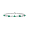 Thumbnail Image 1 of Oval-Cut Lab-Created Emerald & White Lab-Created Sapphire infinity Link Bracelet Sterling Silver 7.5&quot;