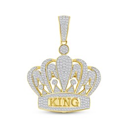 Diamond &quot;KING&quot; Crown Charm 3/4 ct tw 10K Yellow Gold