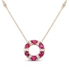 Thumbnail Image 1 of Oval-Cut Natural Ruby & Diamond Open Circle Necklace 1/4 ct tw 14K Yellow Gold 18&quot;