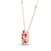 Thumbnail Image 2 of Oval-Cut Natural Ruby & Diamond Open Circle Necklace 1/4 ct tw 14K Yellow Gold 18&quot;