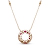 Thumbnail Image 3 of Oval-Cut Natural Ruby & Diamond Open Circle Necklace 1/4 ct tw 14K Yellow Gold 18&quot;