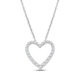 Lab-Grown Diamonds by KAY Heart Outline Necklace 1/4 ct tw 14K White Gold 18&quot;