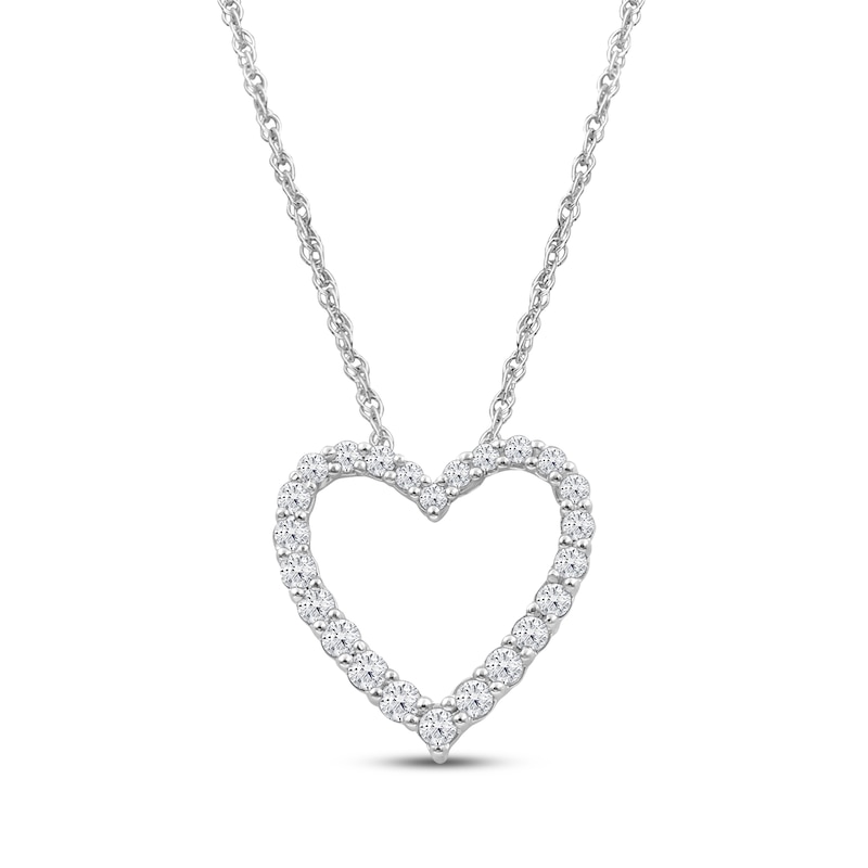 Main Image 1 of Lab-Grown Diamonds by KAY Heart Outline Necklace 1/4 ct tw 14K White Gold 18&quot;