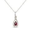 Thumbnail Image 1 of Pear-Shaped Natural Ruby & Diamond Teardrop Loop Necklace 1/5 ct tw 10K Yellow Gold 18&quot;