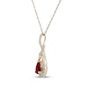 Thumbnail Image 2 of Pear-Shaped Natural Ruby & Diamond Teardrop Loop Necklace 1/5 ct tw 10K Yellow Gold 18&quot;