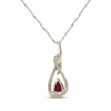 Thumbnail Image 3 of Pear-Shaped Natural Ruby & Diamond Teardrop Loop Necklace 1/5 ct tw 10K Yellow Gold 18&quot;