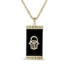 Thumbnail Image 1 of Men's Black Onyx & Diamond Accent Hamsa Necklace 10K Yellow Gold 22&quot;