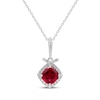 Thumbnail Image 1 of Cushion-Cut Lab-Created Ruby & White Lab-Created Sapphire Necklace Sterling Silver 18&quot;