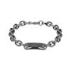 Thumbnail Image 1 of Men's Black Lab-Created Sapphire ID Bracelet Antique Finished Sterling Silver 8.5&quot;