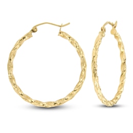 Kay Outlet Polished Bamboo Hoop Earrings 10K Yellow Gold 34mm