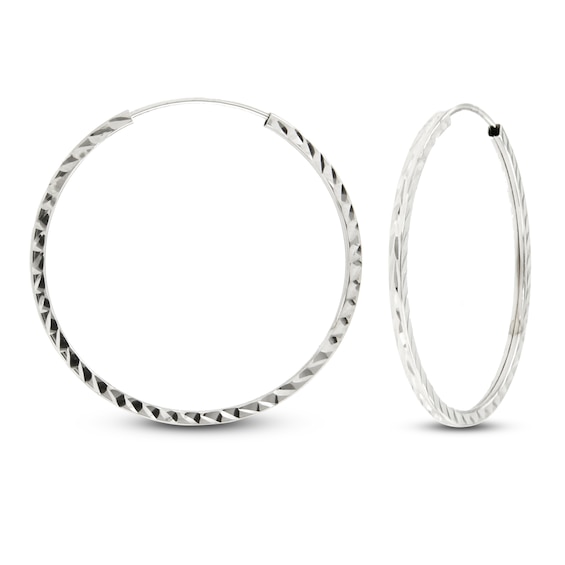 Endless Hoop Earrings 14K White Gold 30mm