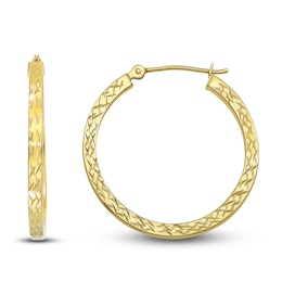 Square Hoop Earrings 14K Yellow Gold 25mm