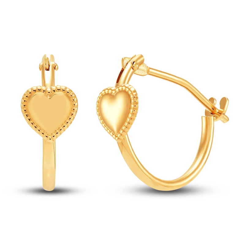 Main Image 1 of Children's Heart Hoop Earrings 14K Yellow Gold