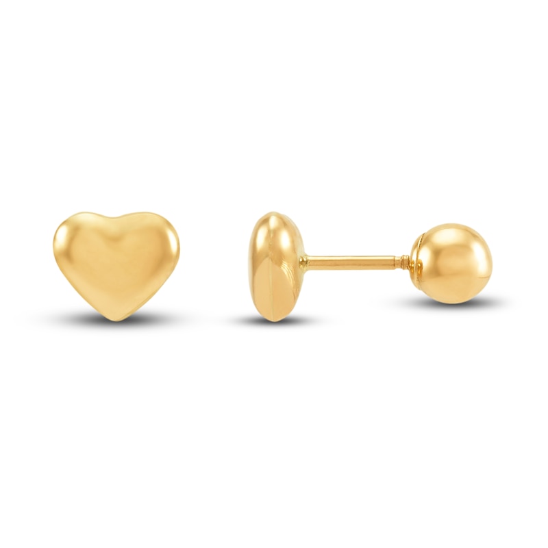 Main Image 3 of Children's Heart Stud Earrings 14K Yellow Gold