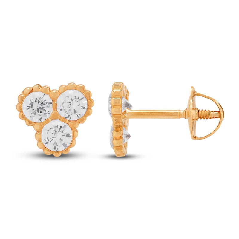 Main Image 1 of Children's Cubic Zirconia Earrings 14K Yellow Gold