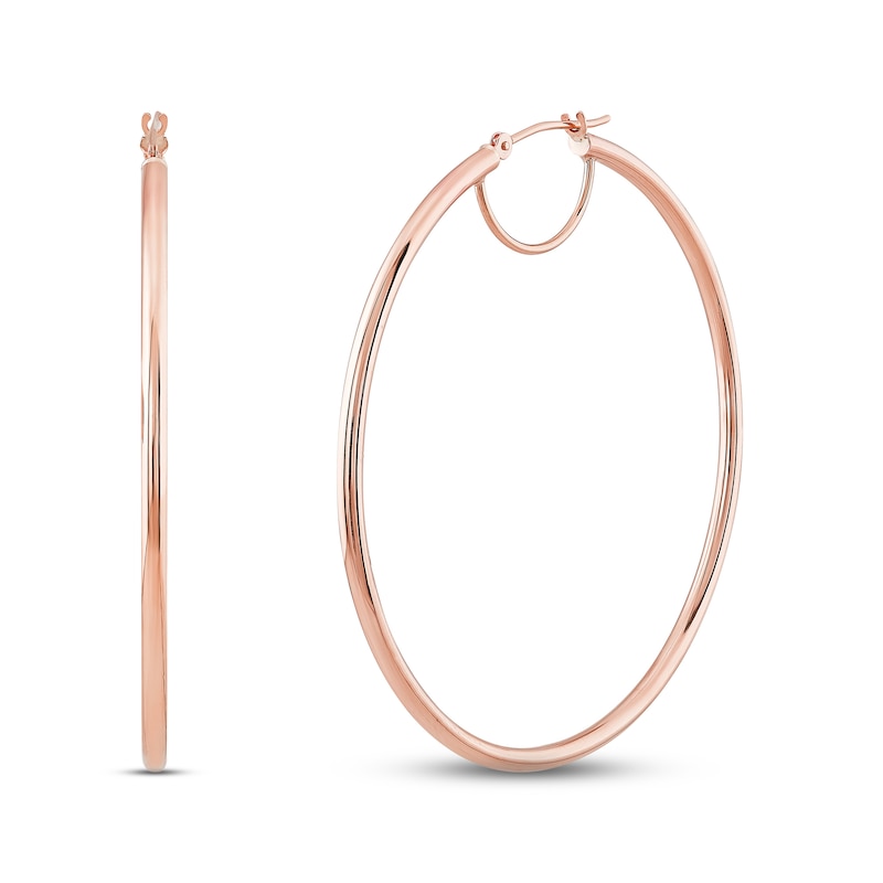 Main Image 1 of Tube Hoop Earrings 10K Rose Gold 50mm