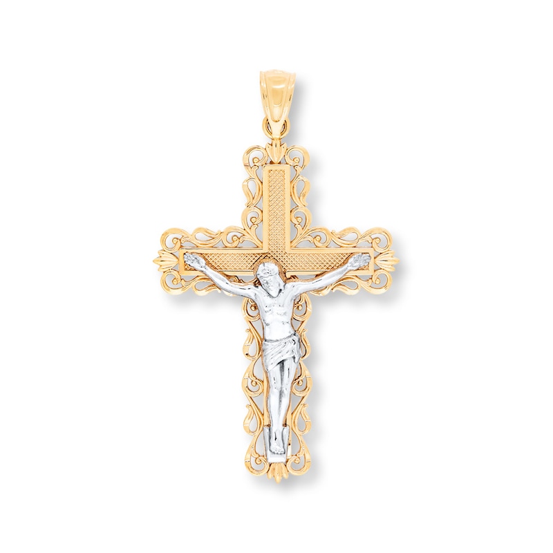 Main Image 1 of Crucifix Pendant 14K Two-Tone Gold