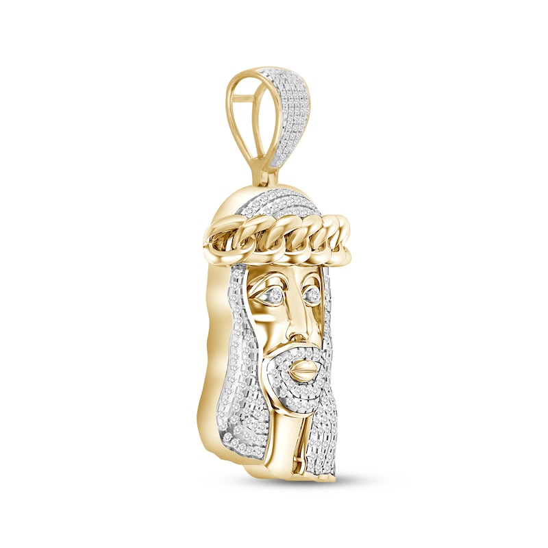 Main Image 3 of Men’s Diamond Jesus Pendant 1/2 ct tw 10K Yellow Gold