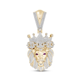 Men's Diamond Lion Head Pendant 3/4 ct tw 10K Yellow Gold