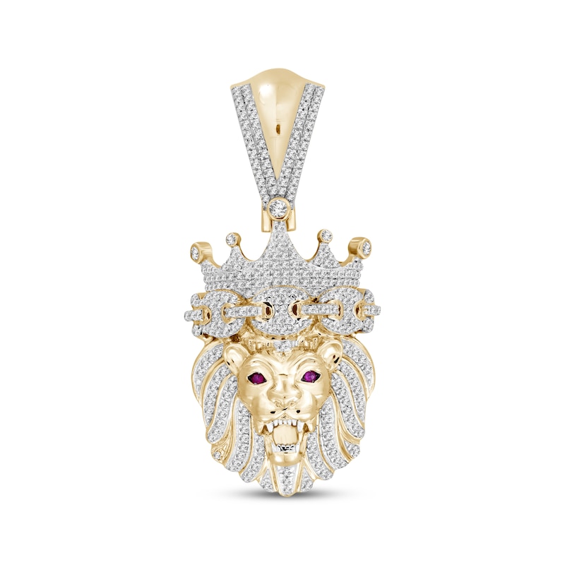 Main Image 1 of Men's Diamond Lion Head Pendant 3/4 ct tw 10K Yellow Gold