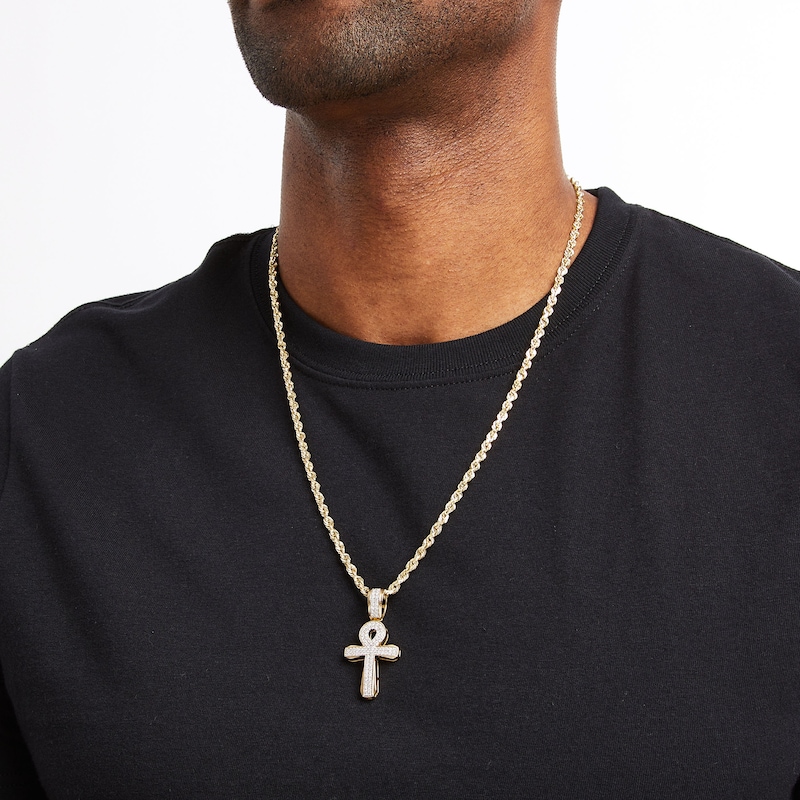 Main Image 5 of Men's Diamond Cross Pendant 1 ct tw 10K Yellow Gold