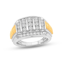 Men's Diamond Ring 1-1/2 ct tw Round-cut 10K Two-Tone Gold