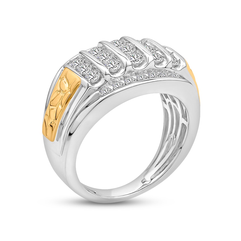 Main Image 2 of Men's Diamond Ring 1-1/2 ct tw Round-cut 10K Two-Tone Gold