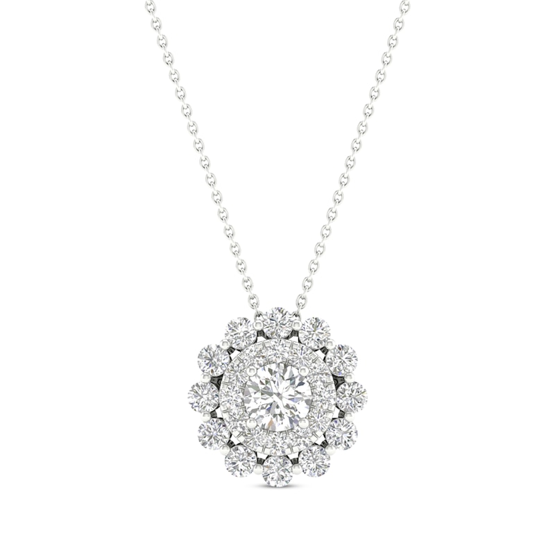 Main Image 1 of Lab-Grown Diamonds by KAY Double Frame Necklace 1/2 ct tw 14K White Gold 18”