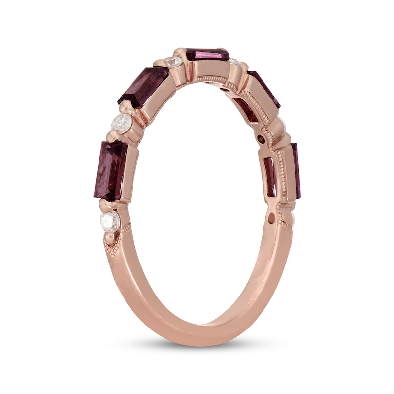 Main Image 2 of Neil Lane Baguette-Cut Rhodolite Garnet & Round-Cut Diamond Anniversary Ring 1/8 14K Rose Gold