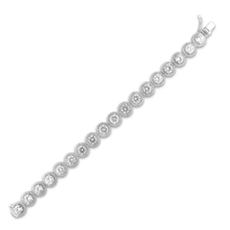 White Lab-Created Sapphire Halo Link Bracelet Sterling Silver 7.5&quot;