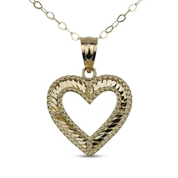 Diamond-Cut Mirror Heart Necklace 10K Yellow Gold 18&quot;