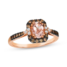 Le Vian Oval-Cut Morganite Ring 1/4 ct tw Diamonds 14K Strawberry Gold