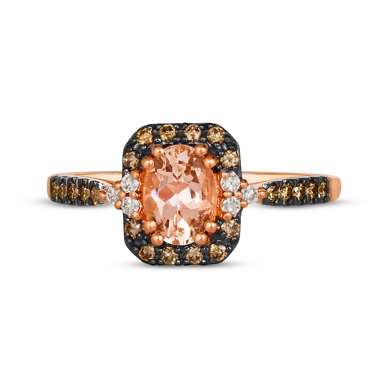 Main Image 4 of Le Vian Oval-Cut Morganite Ring 1/4 ct tw Diamonds 14K Strawberry Gold