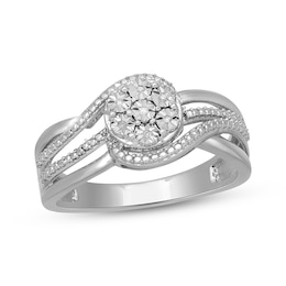 Diamond Accent Bypass Ring Sterling Silver