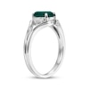 Thumbnail Image 2 of Oval-Cut Lab-Created Emerald & White Lab-Created Sapphire Ring Sterling Silver